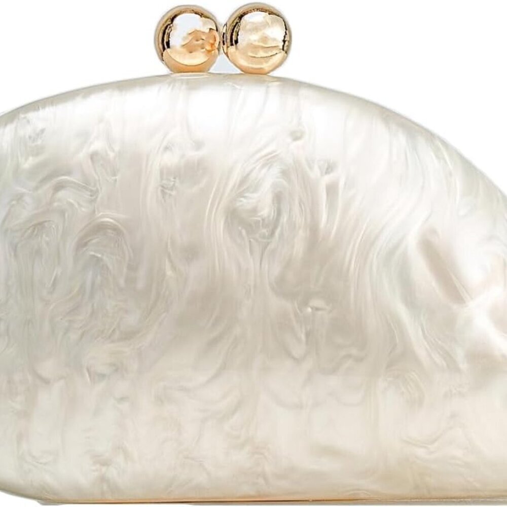 Acrylic Pearl Clutch Purse Women Shell Evening Handbag Crossbody Gift